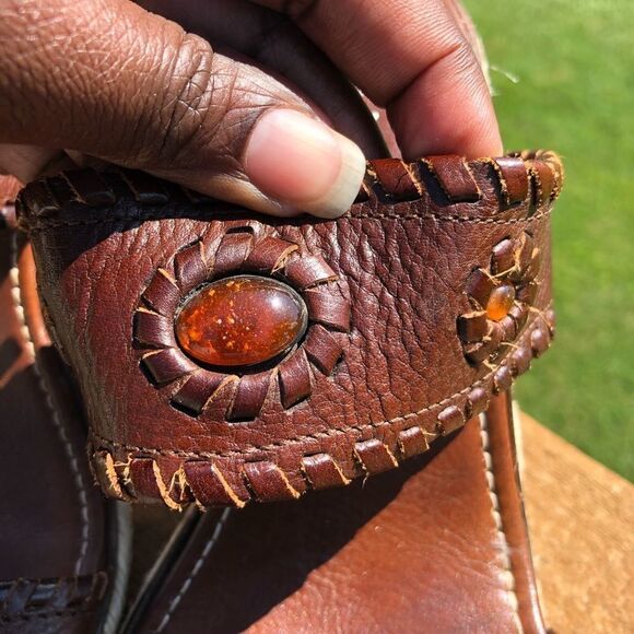 Mila Paoli brown leather wedge sandals size 6 - Picture 2 of 12